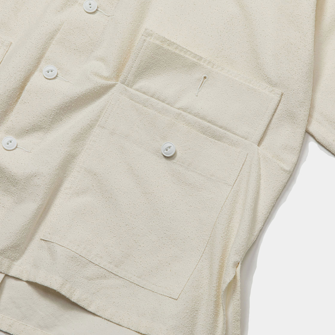 Imitation Suede Shirt Hoodie / Off White