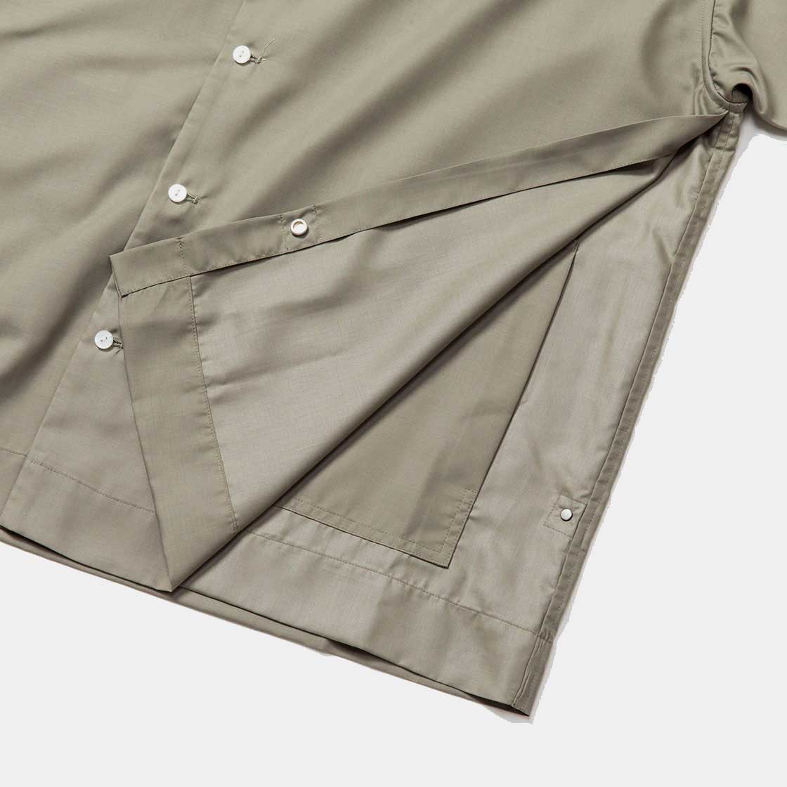 Side Slit Open Collar SH / Olive