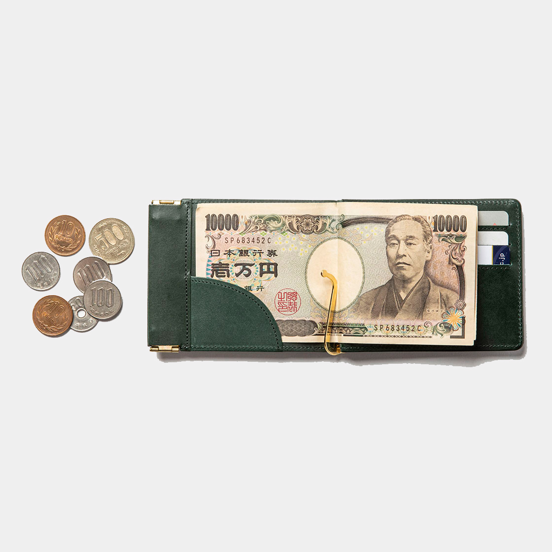 Wax Leather Money Clip / D.Green