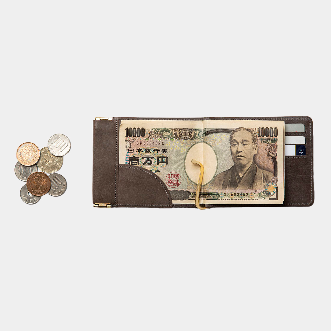 Wax Leather Money Clip / Grey