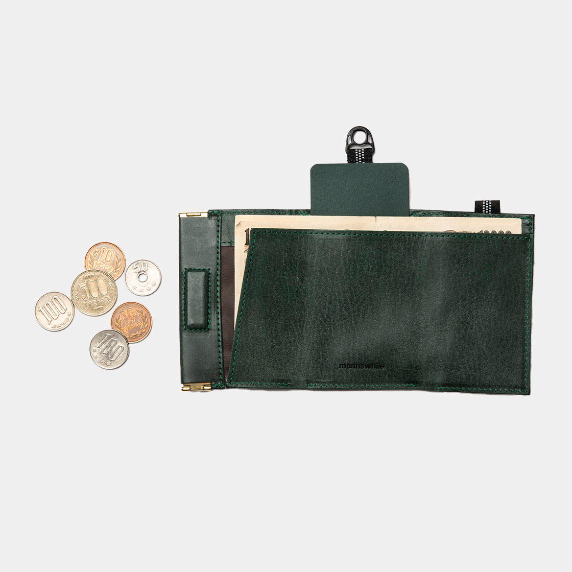 Wax Leather Minimal Wallet / D.Green