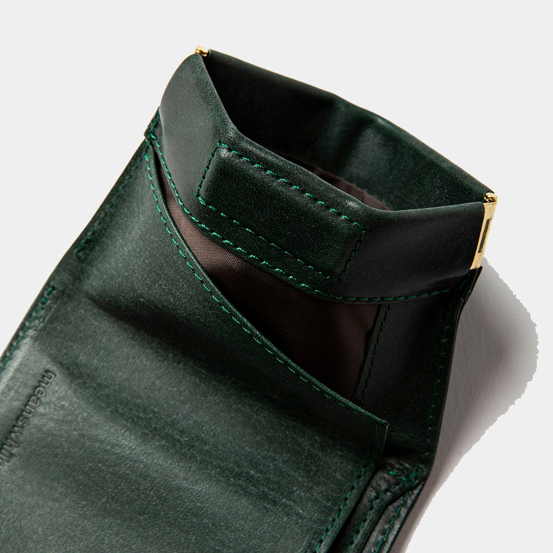 Wax Leather Minimal Wallet / D.Green