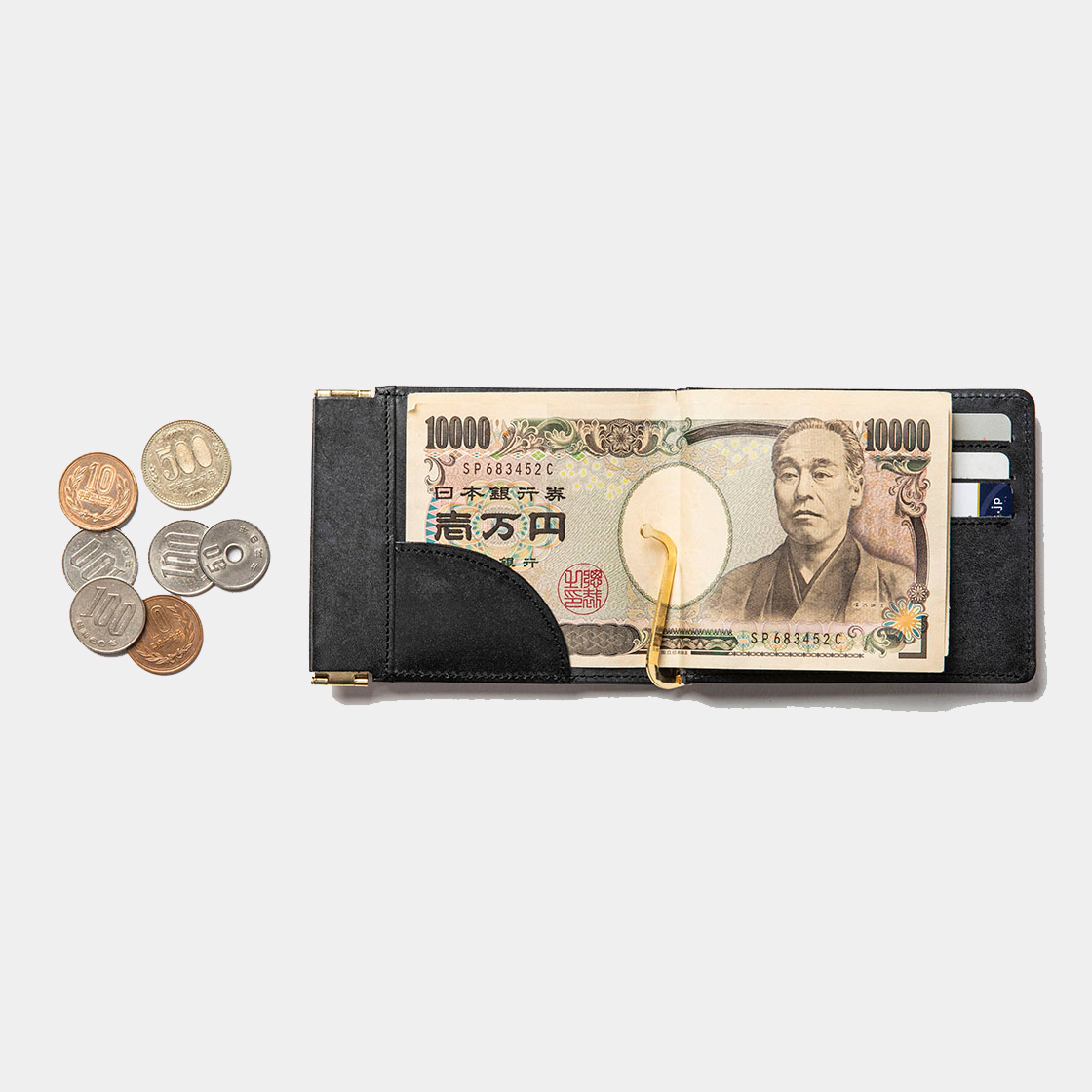 Wax Leather Money Clip / Black