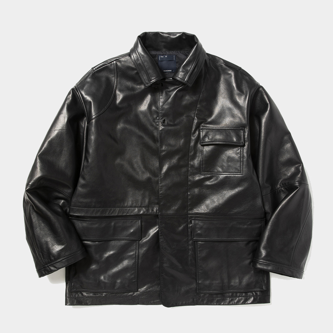 Double Collar Leather JKT / Lamp Black