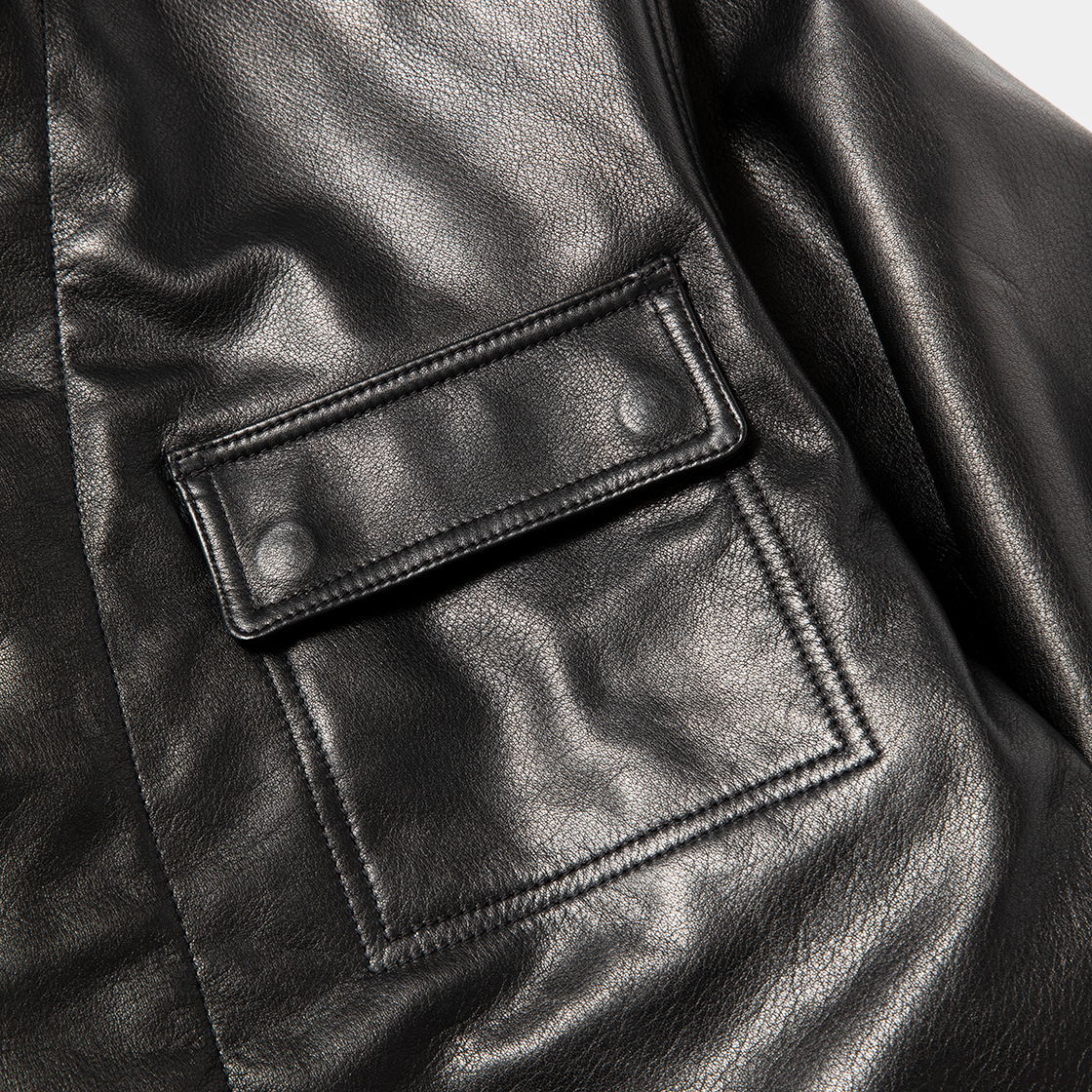 Double Collar Leather JKT / Lamp Black