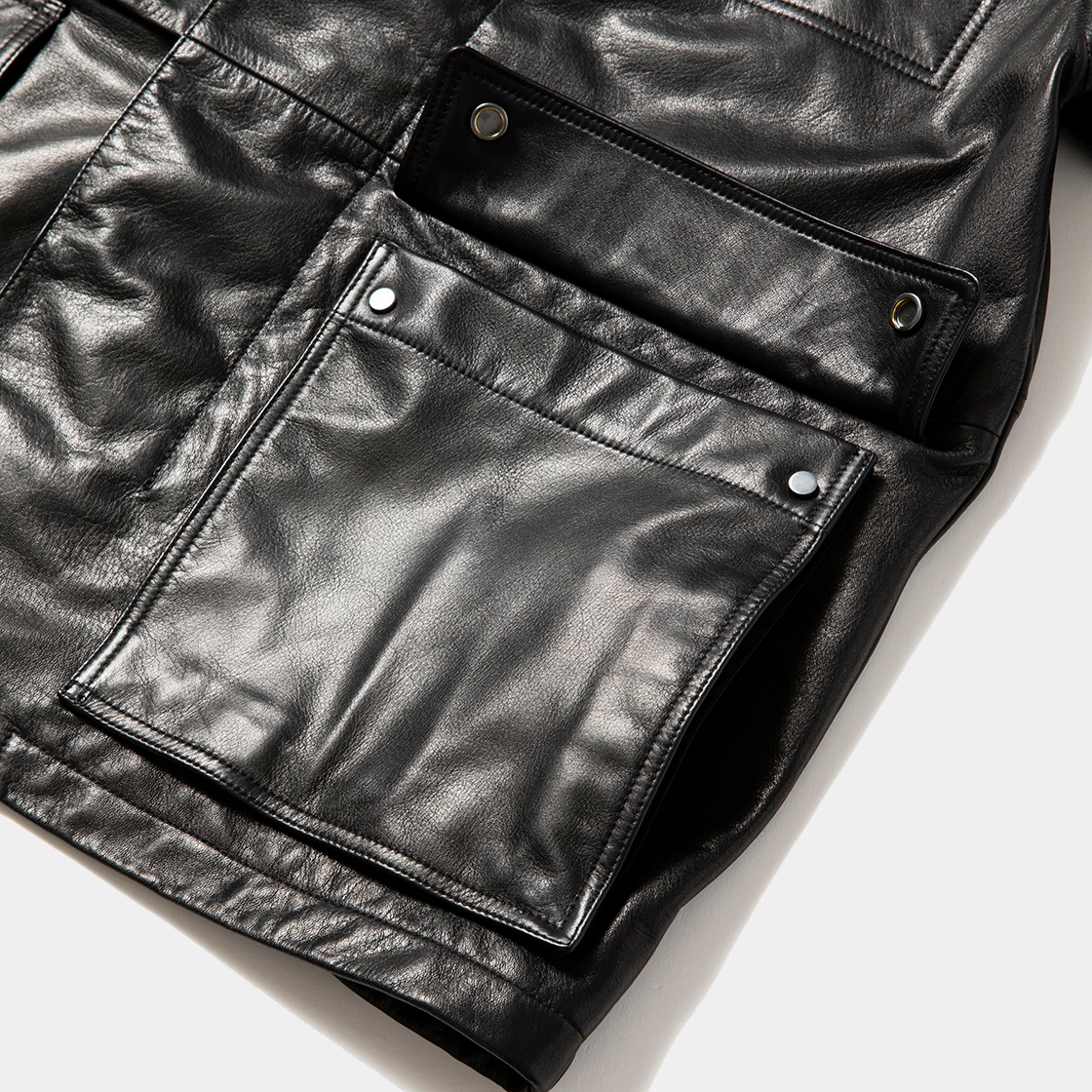 Double Collar Leather JKT / Lamp Black