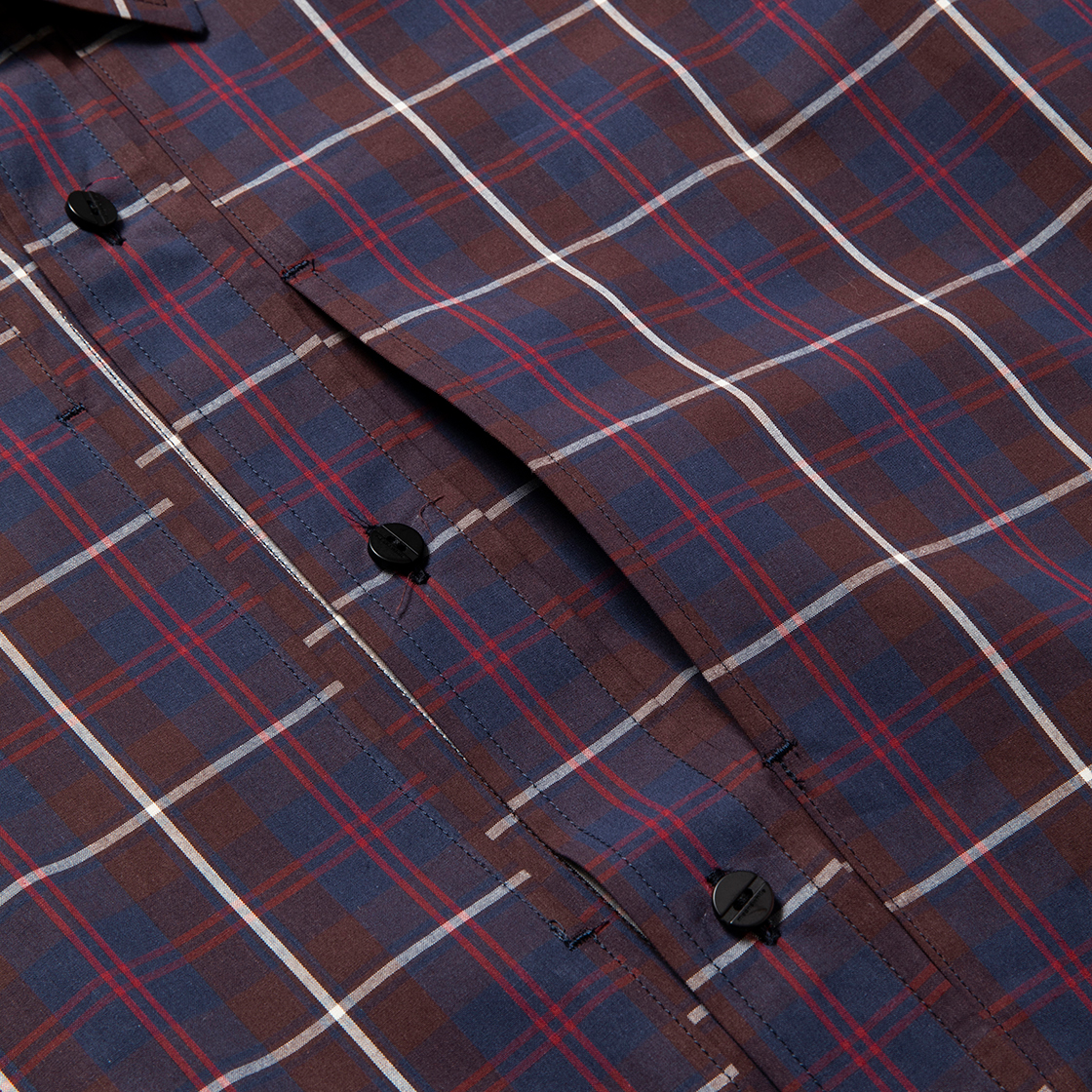 Cotton Check Overlap SH / Navy×White