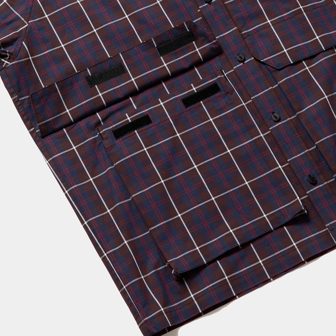 Cotton Check Overlap SH / Navy×White