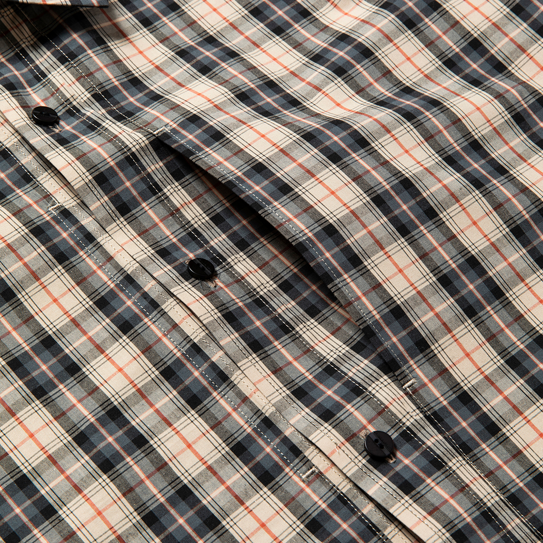 Cotton Check Overlap SH / Beige×Orange