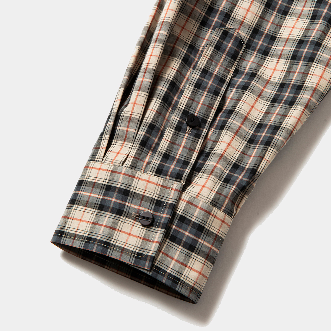 Cotton Check Overlap SH / Beige×Orange
