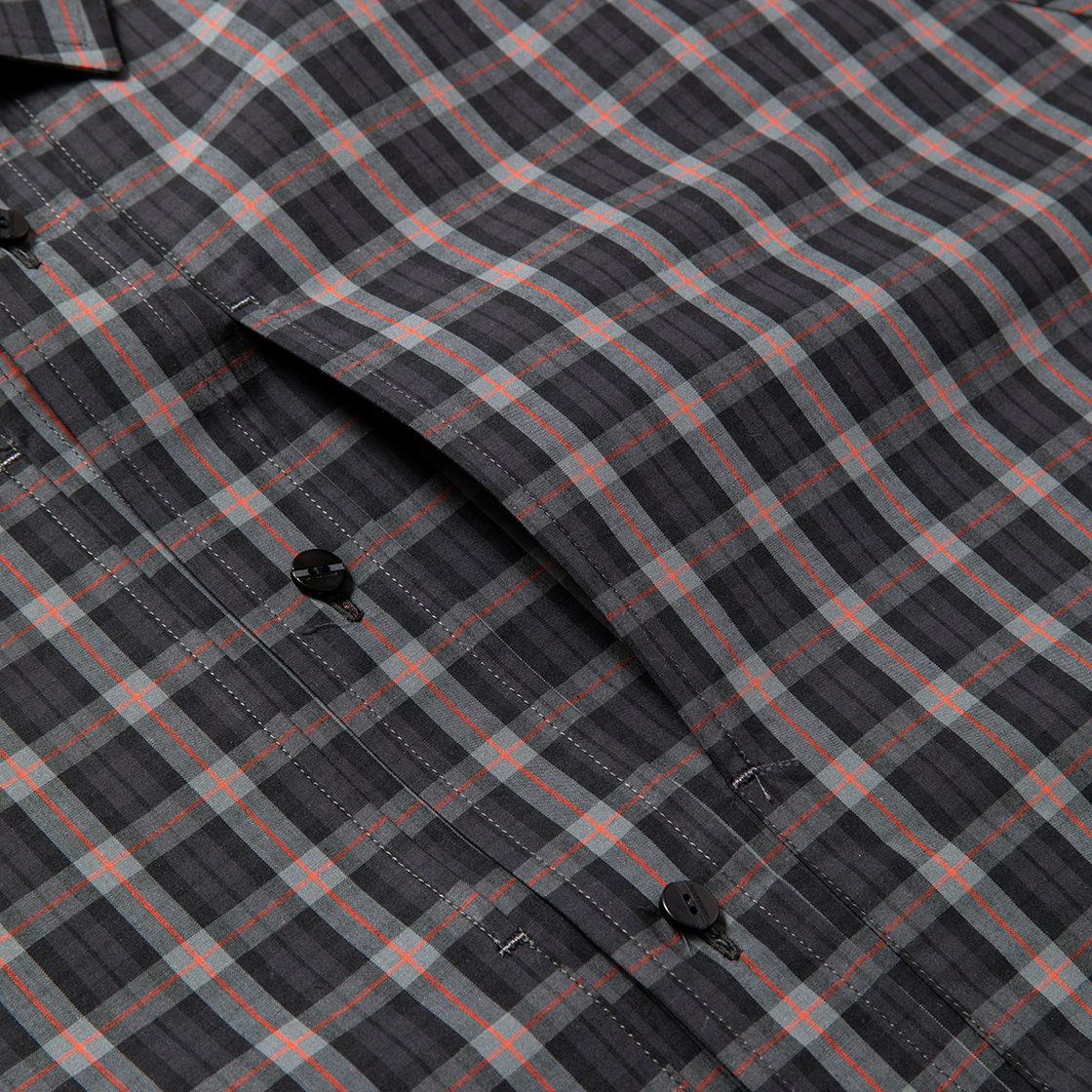 Cotton Check Overlap SH / Black×Orange