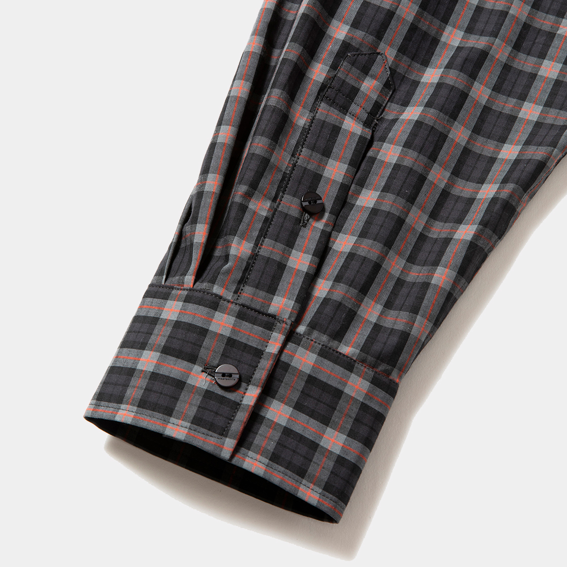Cotton Check Overlap SH / Black×Orange