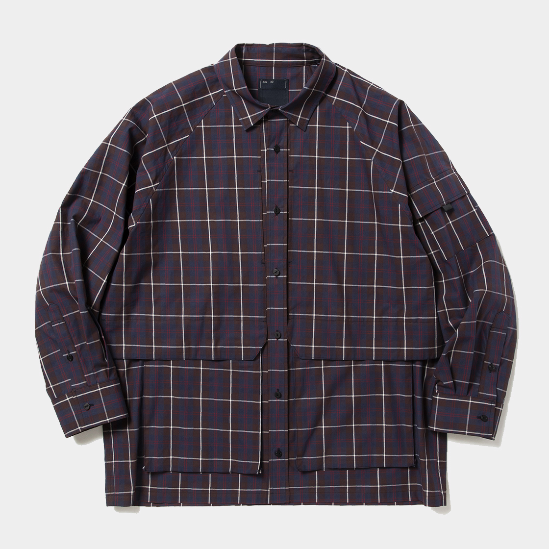 Cotton Check Overlap SH / Navy×White