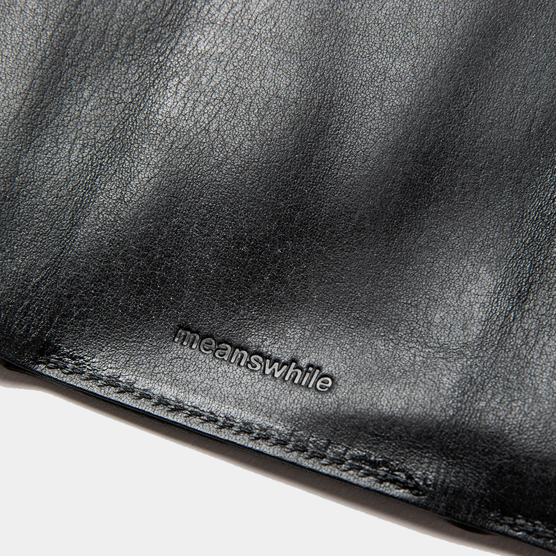 Wax Leather Minimal Wallet / Black