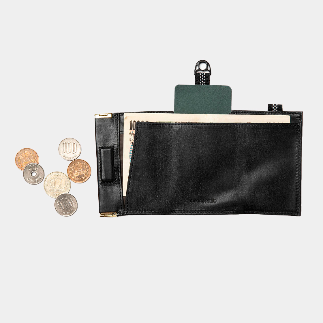 Wax Leather Minimal Wallet / Black