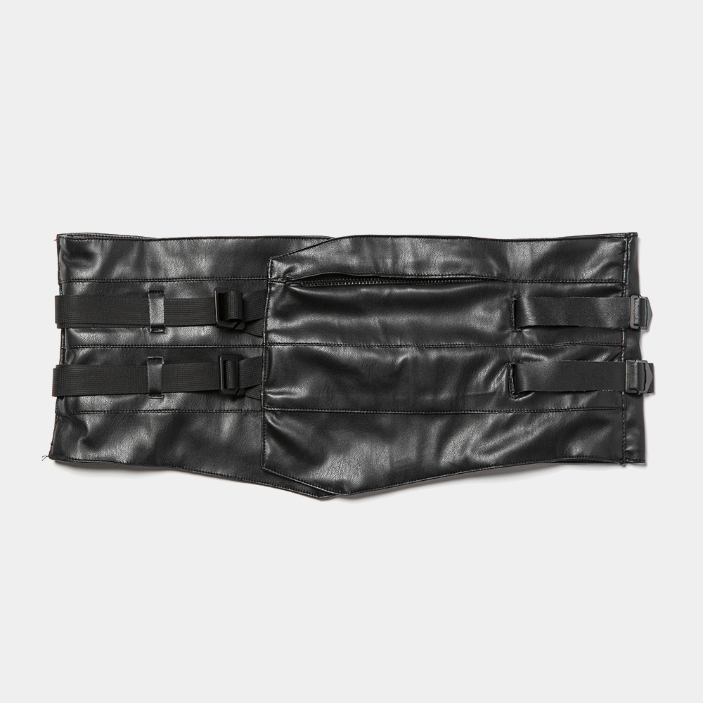 Imitation Leather Cummerbund/Lamp Black