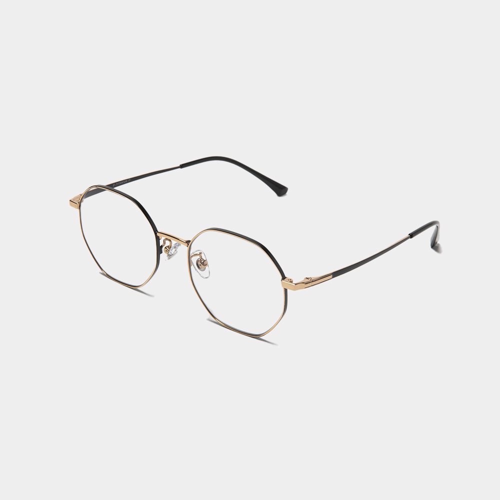 Transition Color Glasses “Titanium Octagon”/GoldxAmber Brown