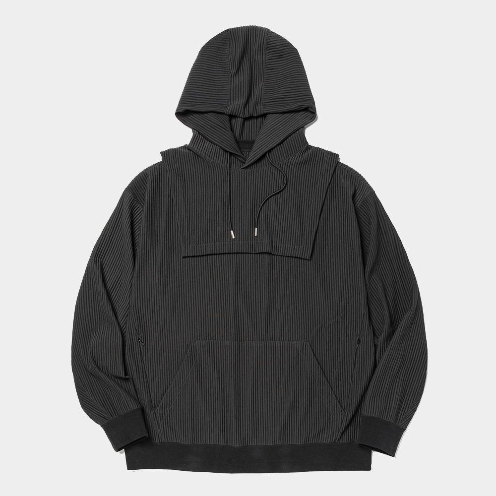 Uneven Fabric Detachable Hoodie/Lamp Black
