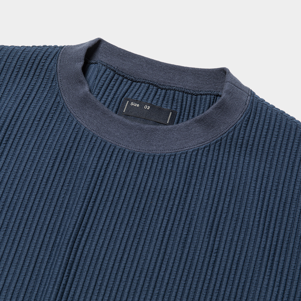 Uneven Fabric Detachable Hoodie/Navy