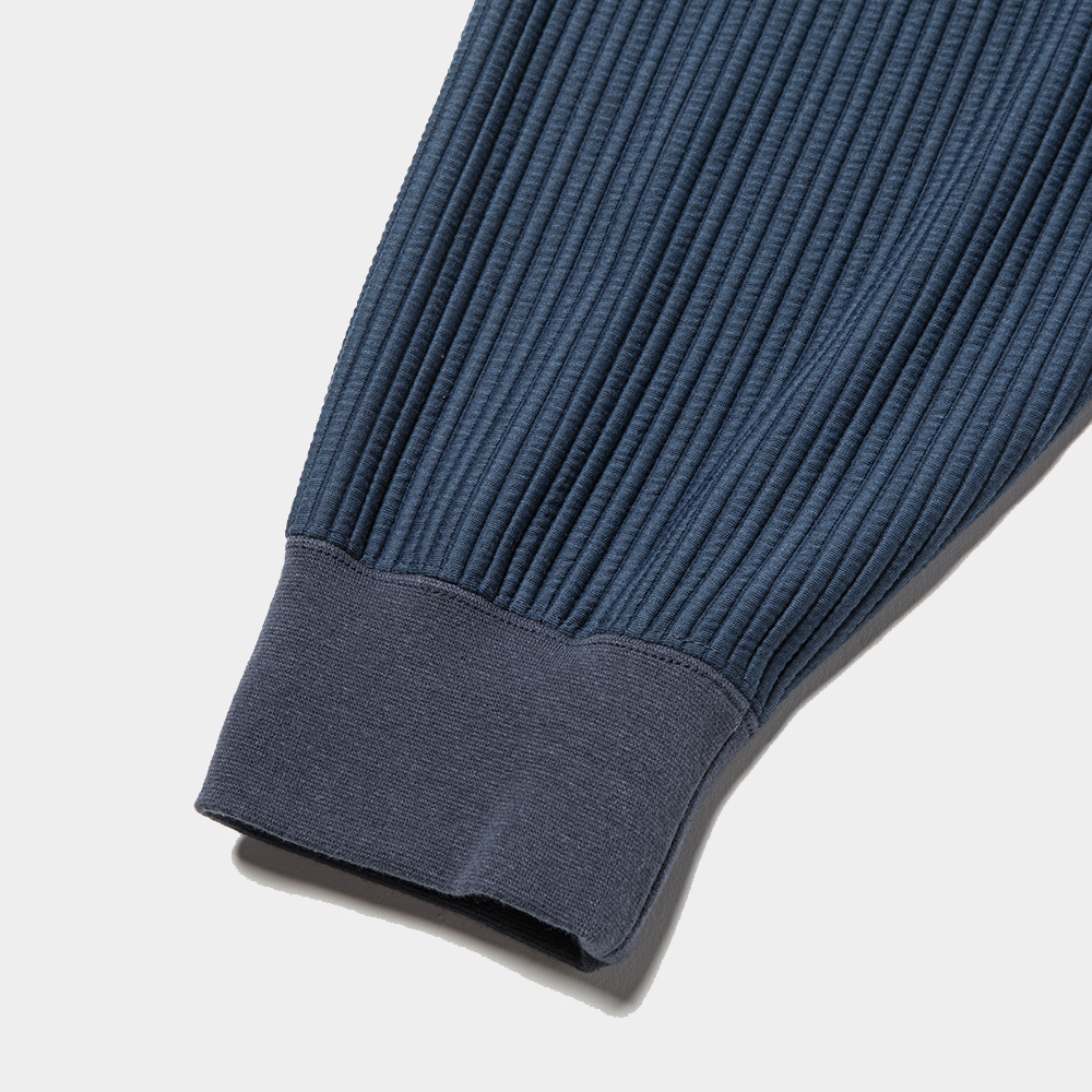 Uneven Fabric Detachable Hoodie/Navy
