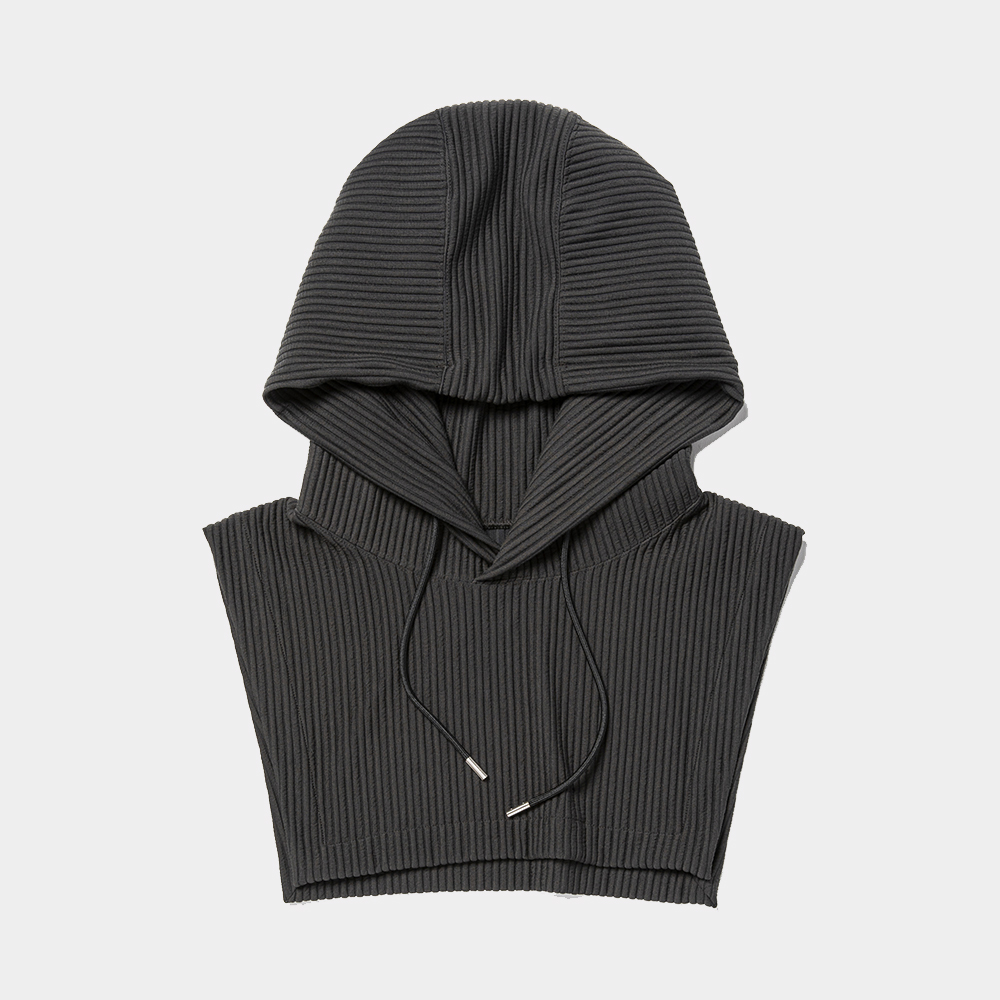 Uneven Fabric Detachable Hoodie/Lamp Black