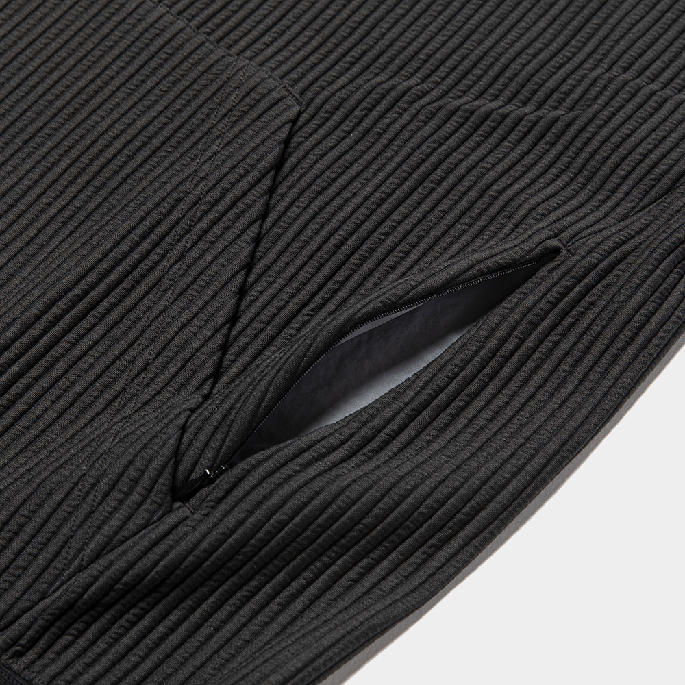 Uneven Fabric Detachable Hoodie/Lamp Black
