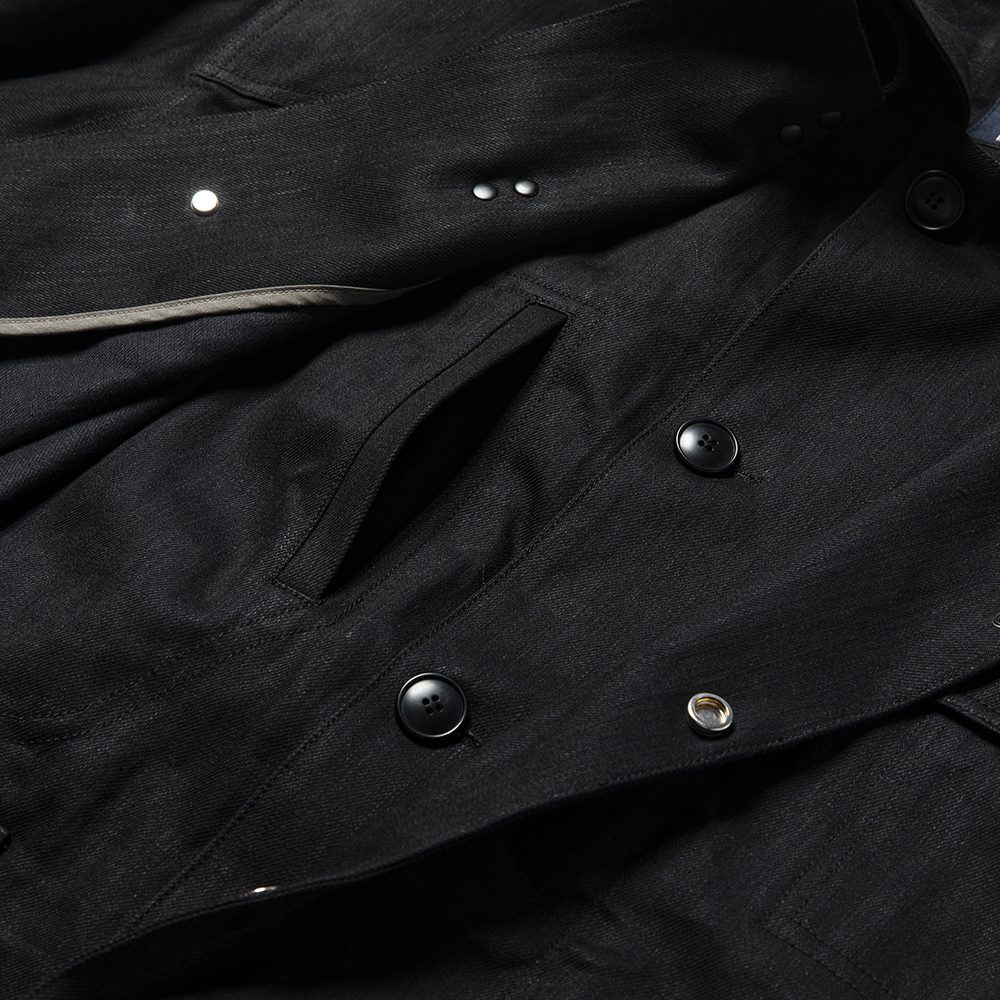 Denim Double Collar JKT/Black Denim