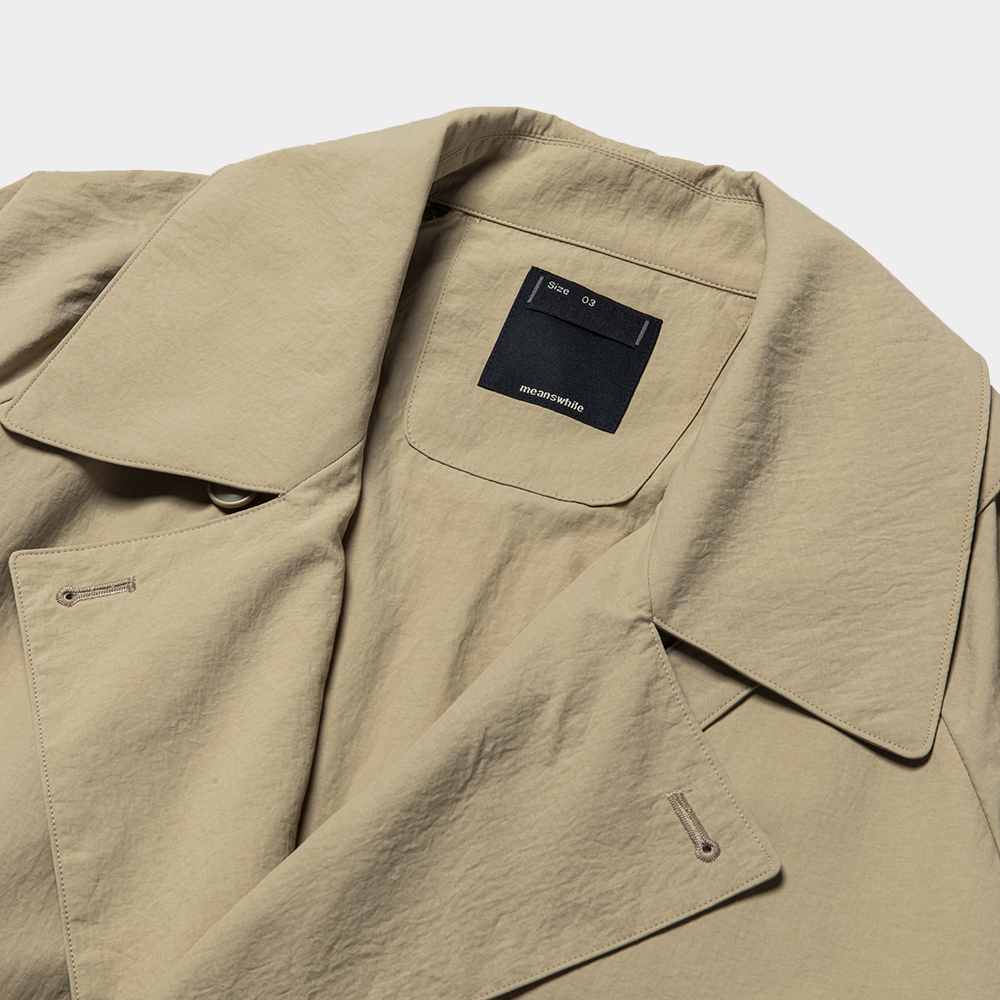 Nylon Wrap Over Coat/Beige