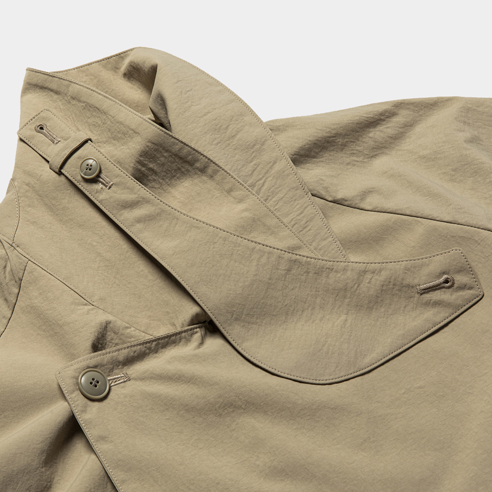 Nylon Wrap Over Coat/Beige