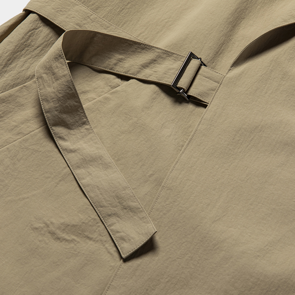 Nylon Wrap Over Coat/Beige