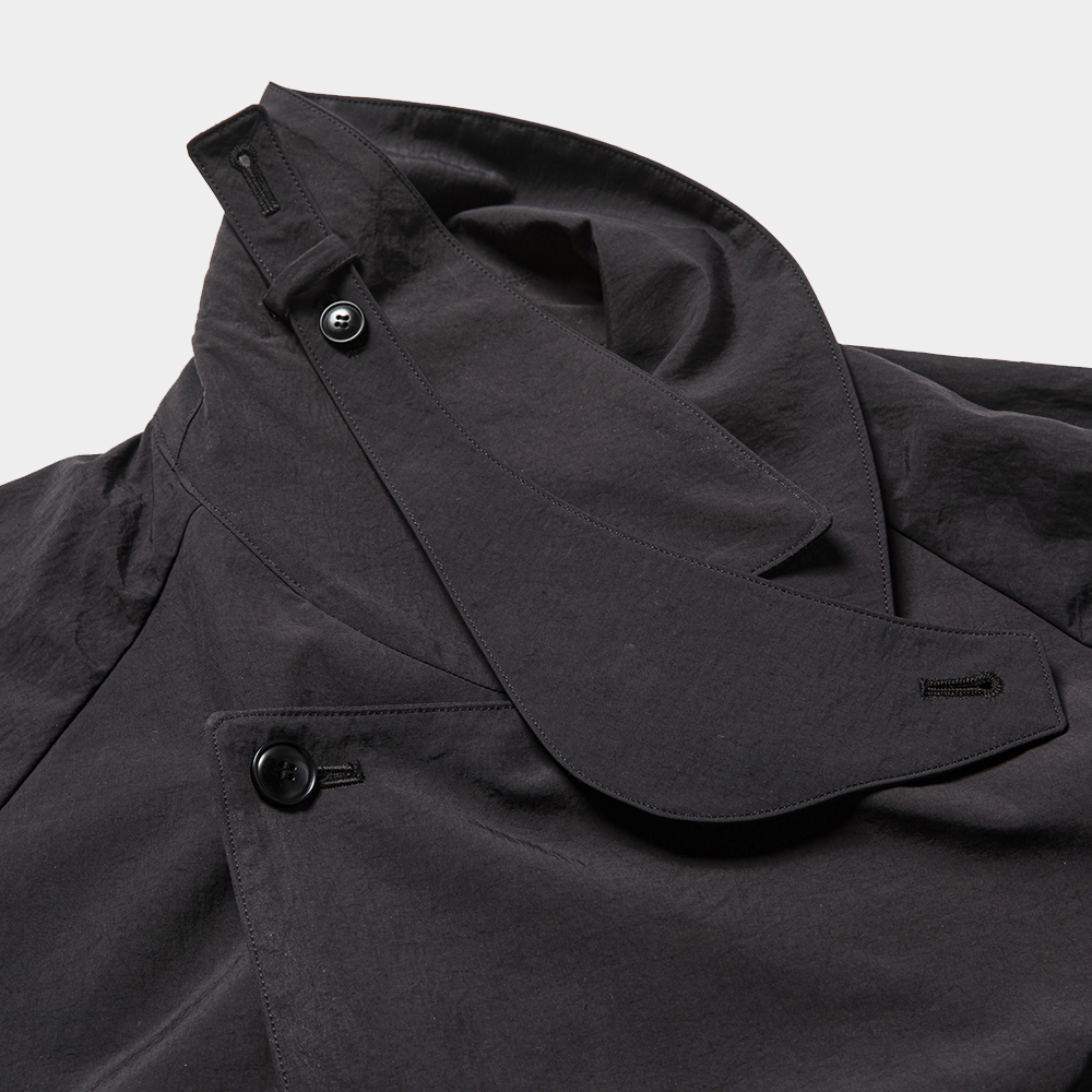 Nylon Wrap Over Coat/Off Black