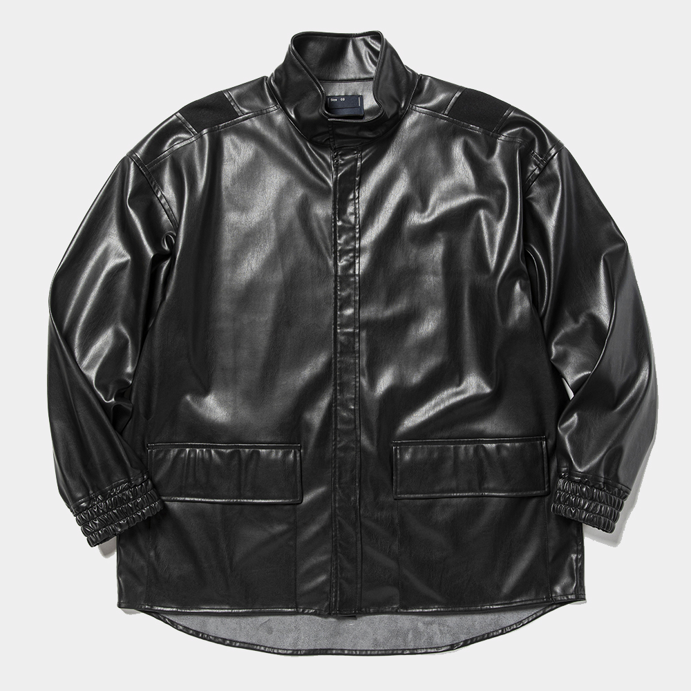 Imitation Leather Magnet Blouson/Lamp Black