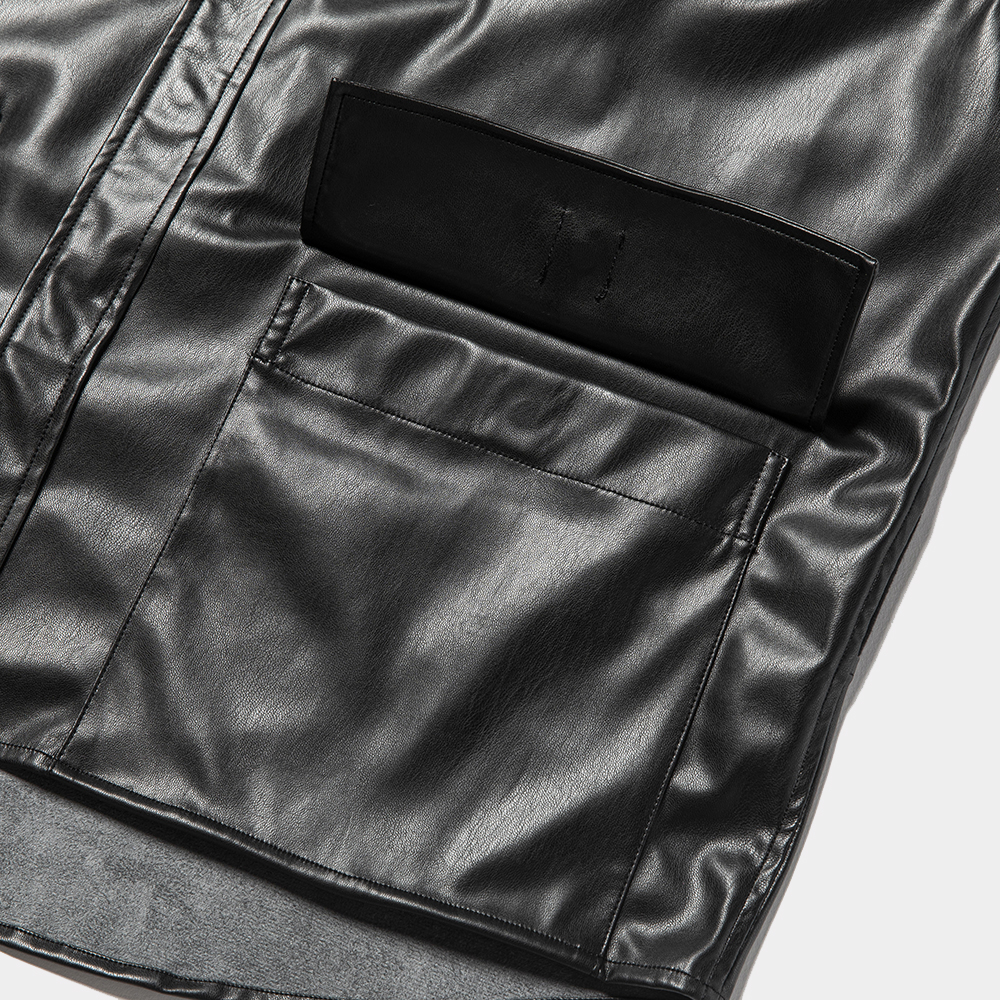 Imitation Leather Magnet Blouson/Lamp Black