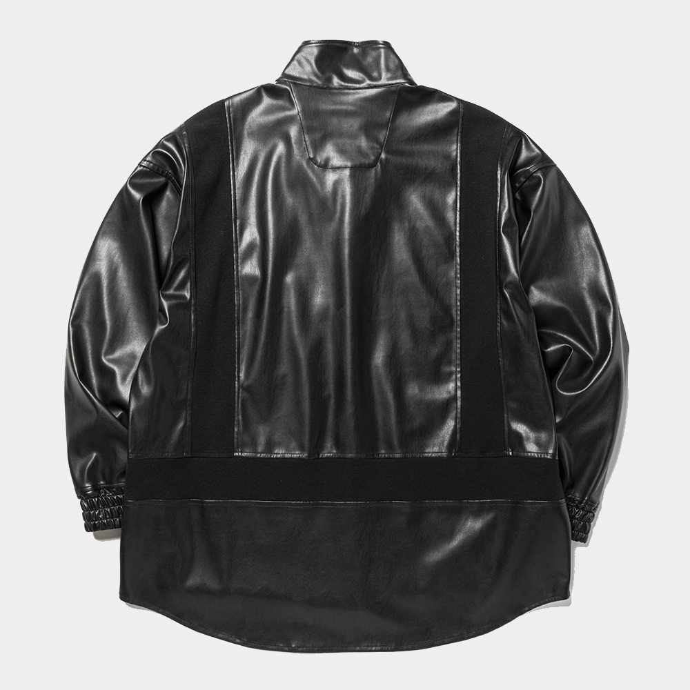 Imitation Leather Magnet Blouson/Lamp Black