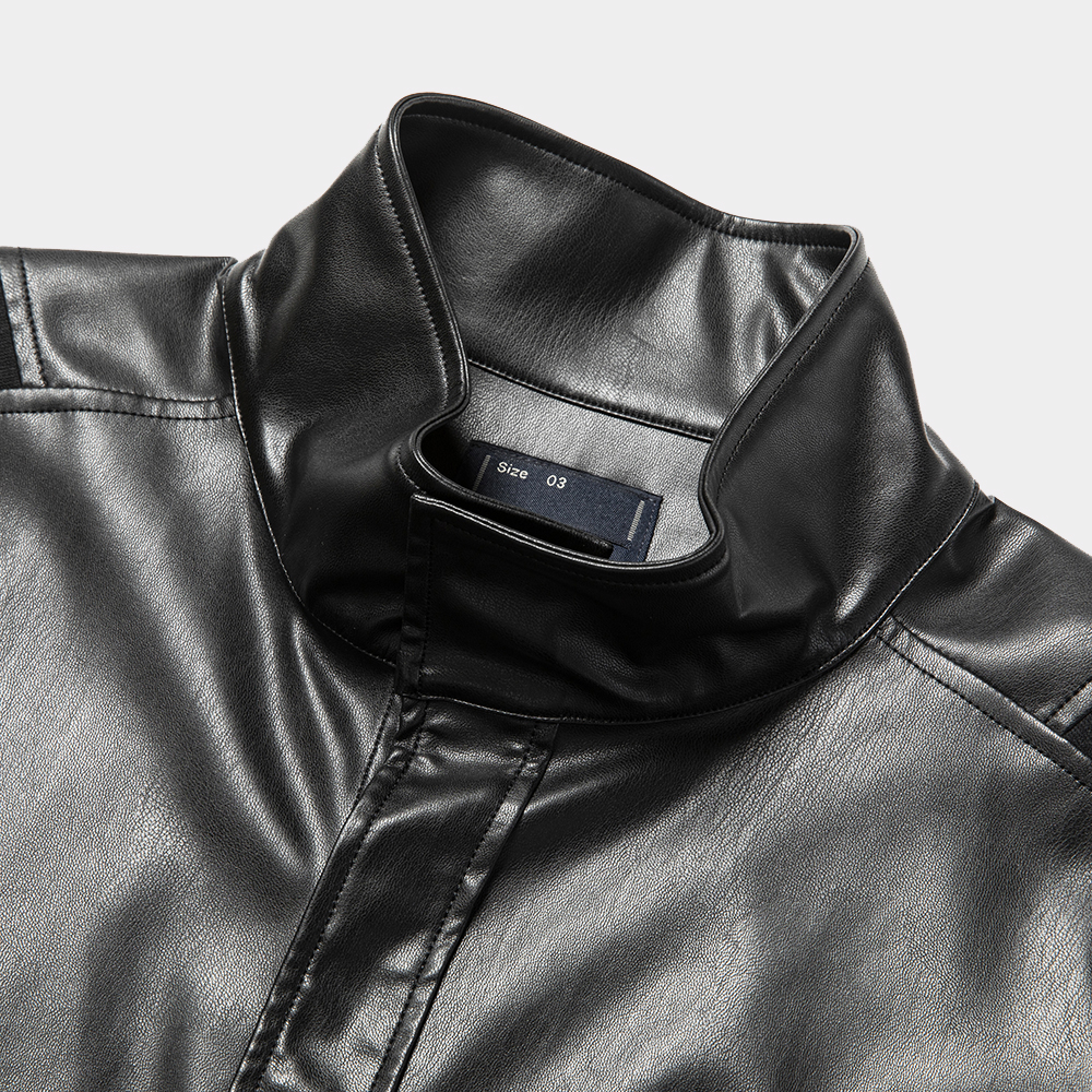 Imitation Leather Magnet Blouson/Lamp Black
