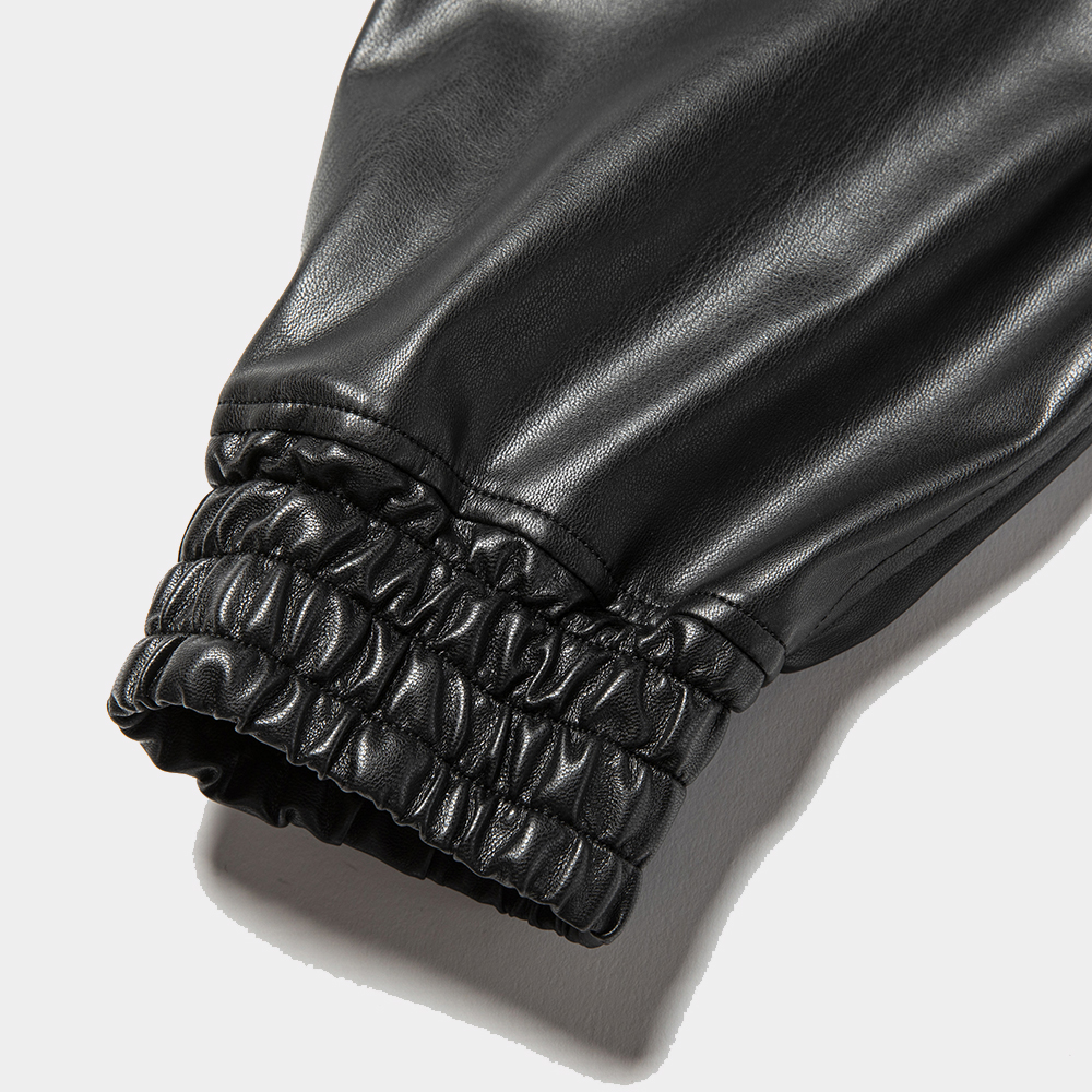 Imitation Leather Magnet Blouson/Lamp Black