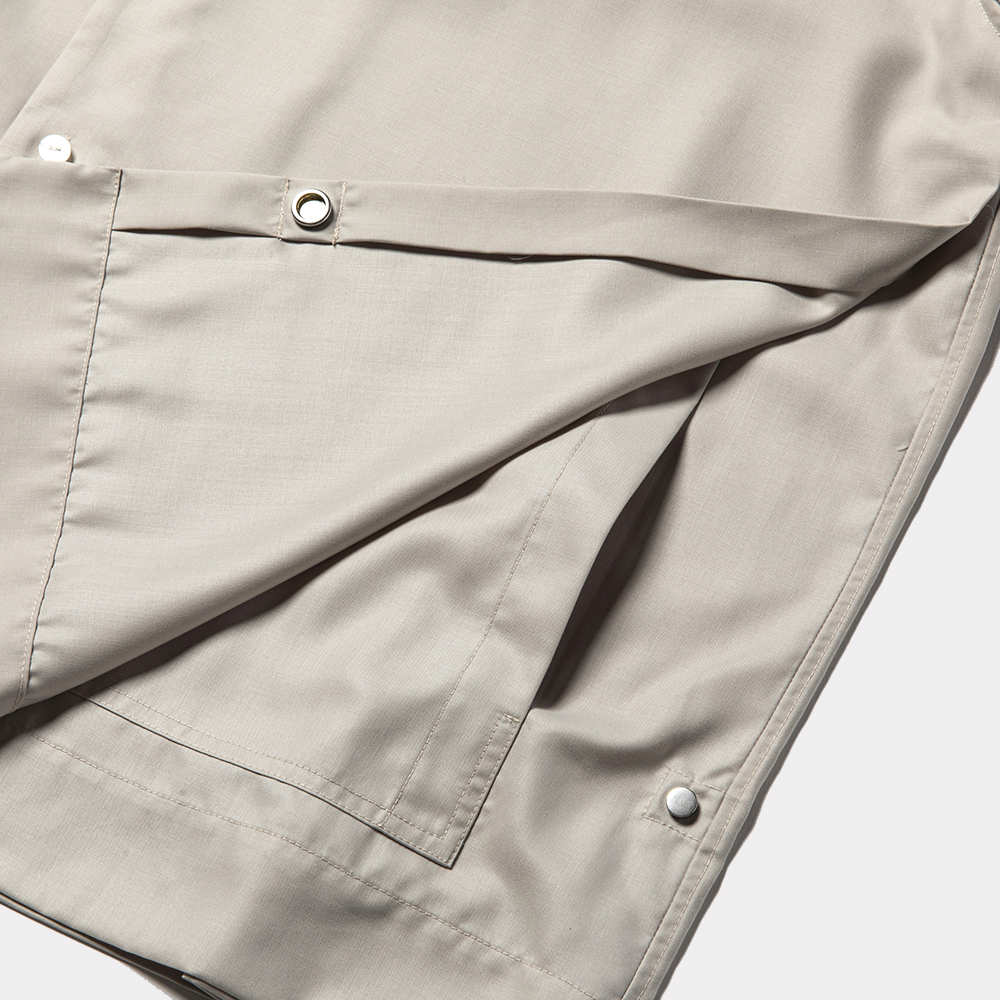 Side Slit Open Collar SH/Ecru
