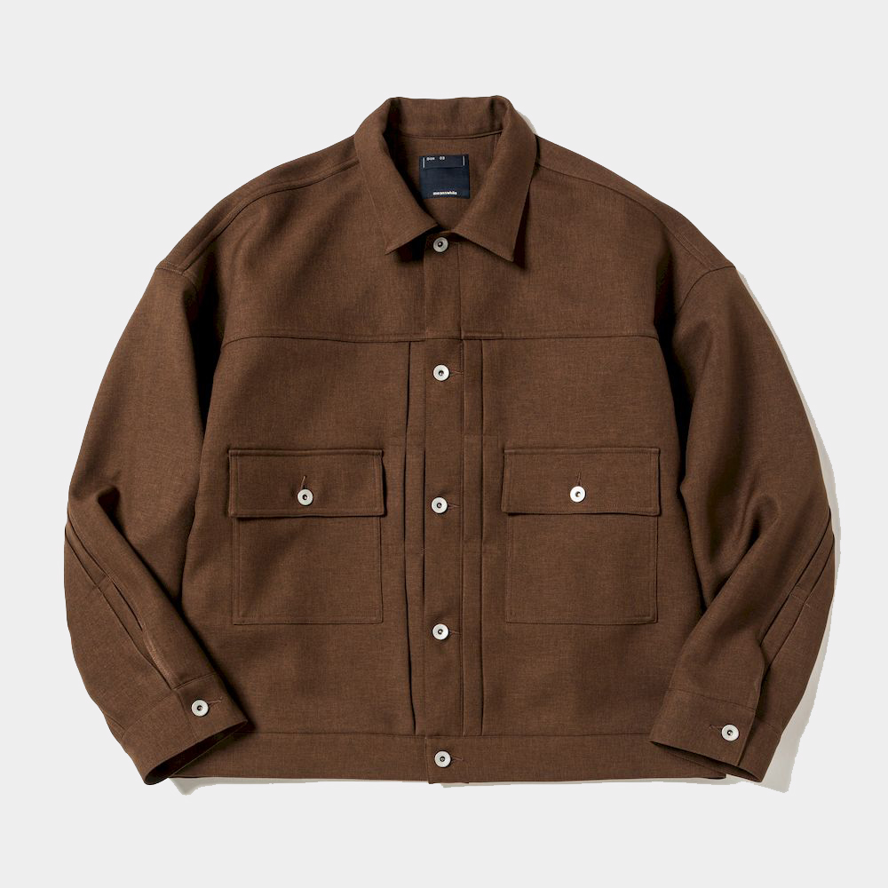 Pleated Sleeve Blouse/Brown