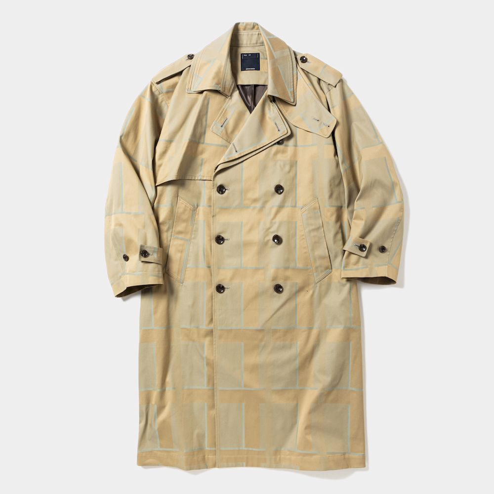 Double Collar Trench Coat/Khaki×Sax