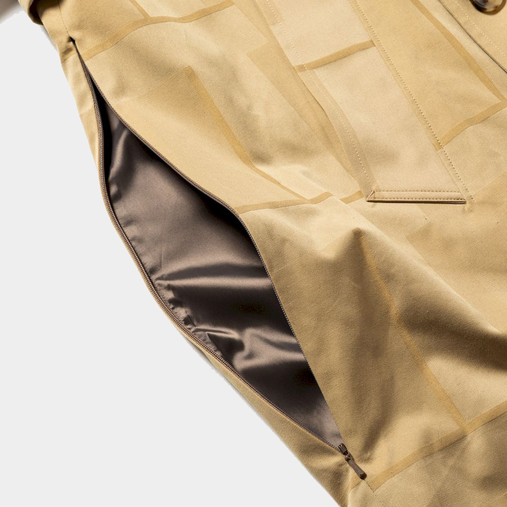 Double Collar Trench Coat/Camel×Beige