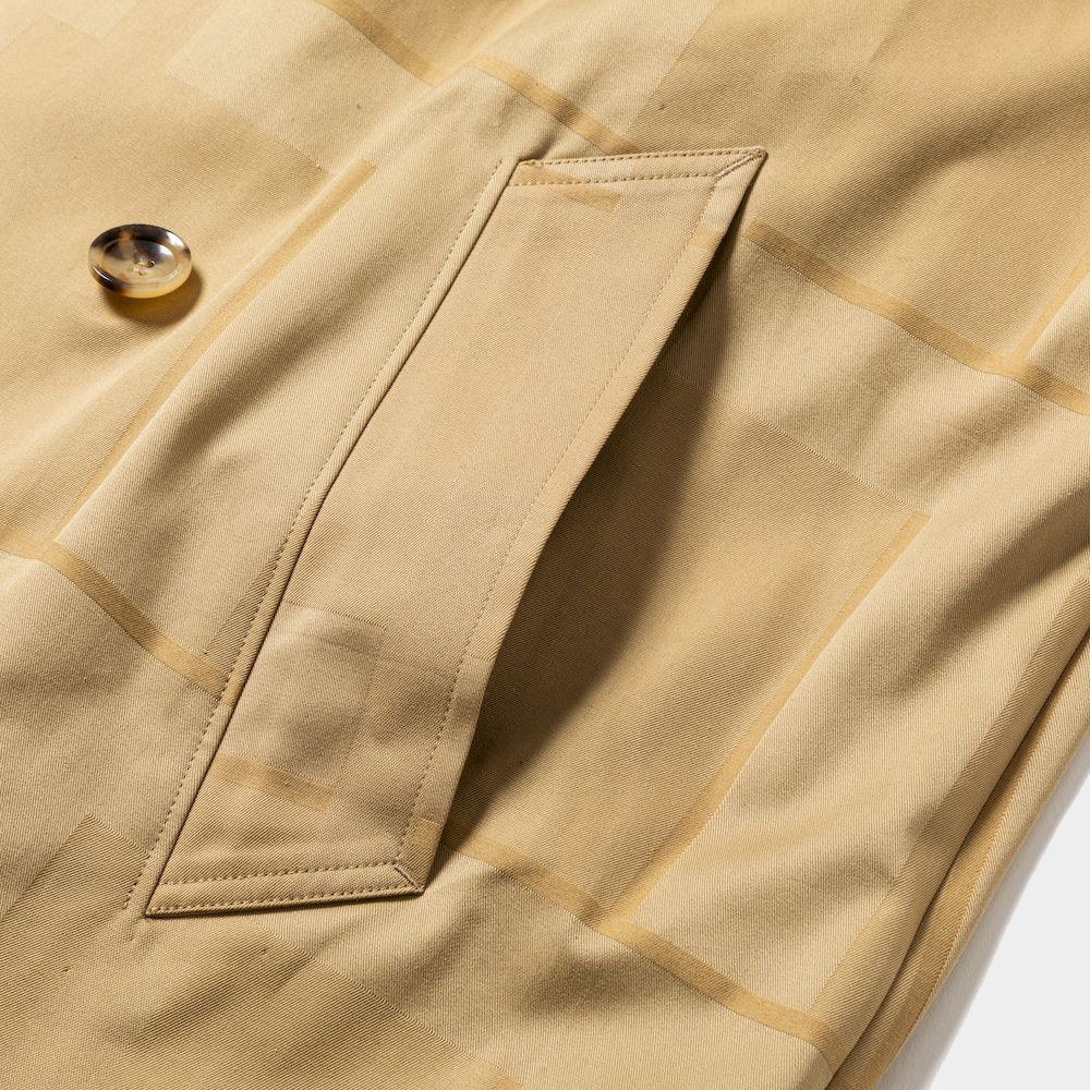 Double Collar Trench Coat/Camel×Beige
