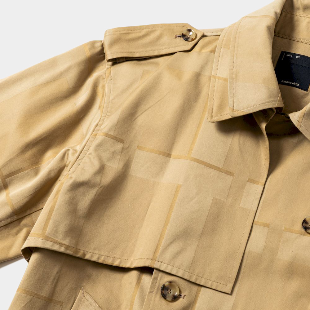 Double Collar Trench Coat/Camel×Beige