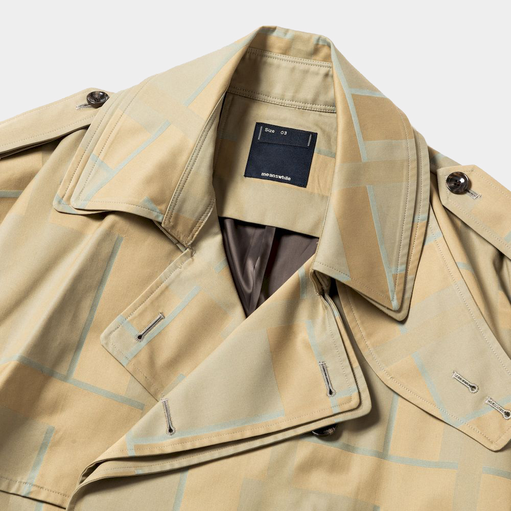 Double Collar Trench Coat/Khaki×Sax