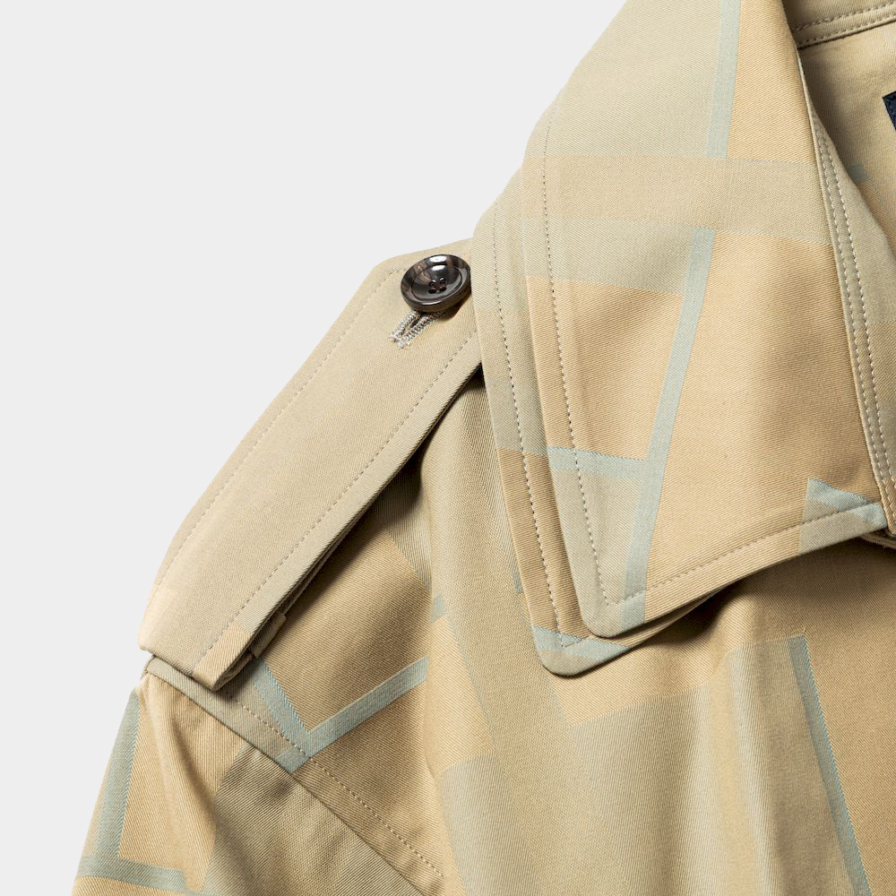 Double Collar Trench Coat/Khaki×Sax