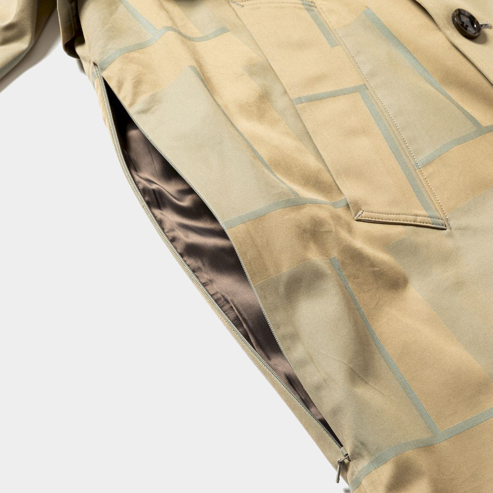 Double Collar Trench Coat/Khaki×Sax