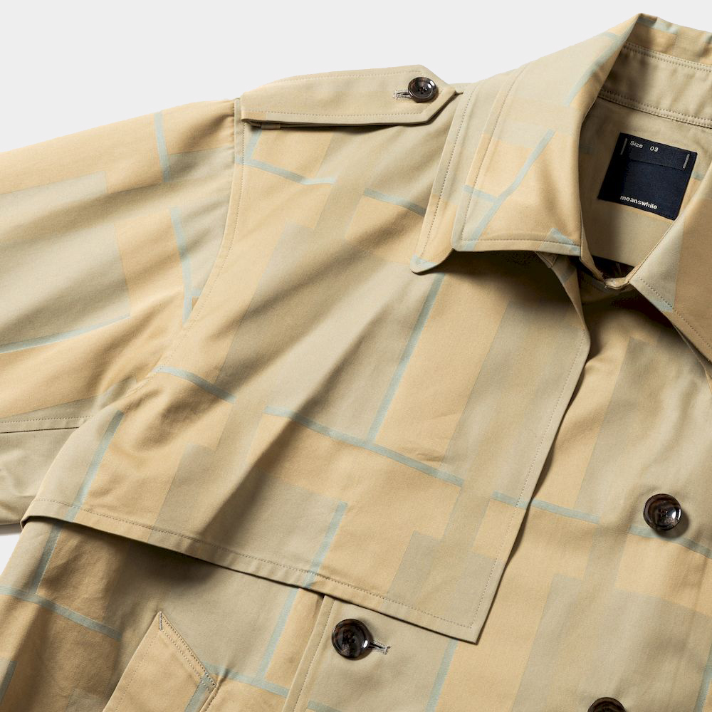 Double Collar Trench Coat/Khaki×Sax