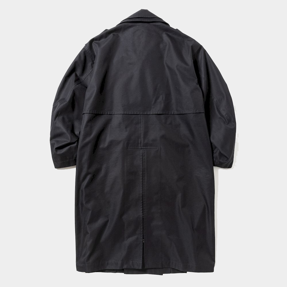 Double Collar Trench Coat/Off Black