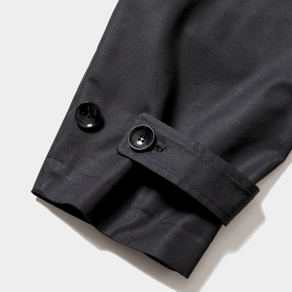 Double Collar Trench Coat/Off Black