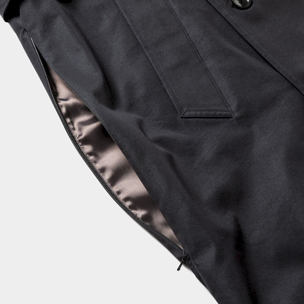 Double Collar Trench Coat/Off Black