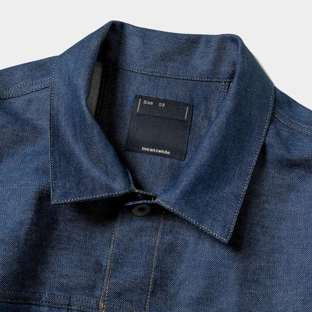 Raw Denim Pleated Sleeve Blouse/Indigo